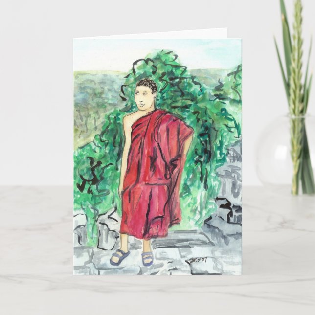 Asian Buddhist Monk Greeting Card or Note Cards (Front)