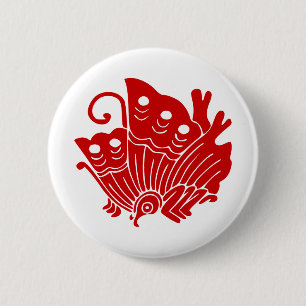 Asian Butterfly Japanese Kamon Design Button