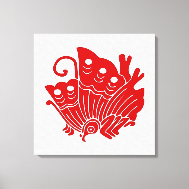 Asian Butterfly Japanese Kamon Design Canvas Print (Front)