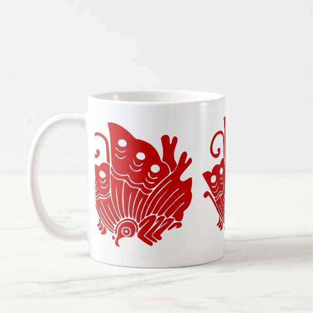 Asian Butterfly Japanese Kamon Design Coffee Mug (Left)