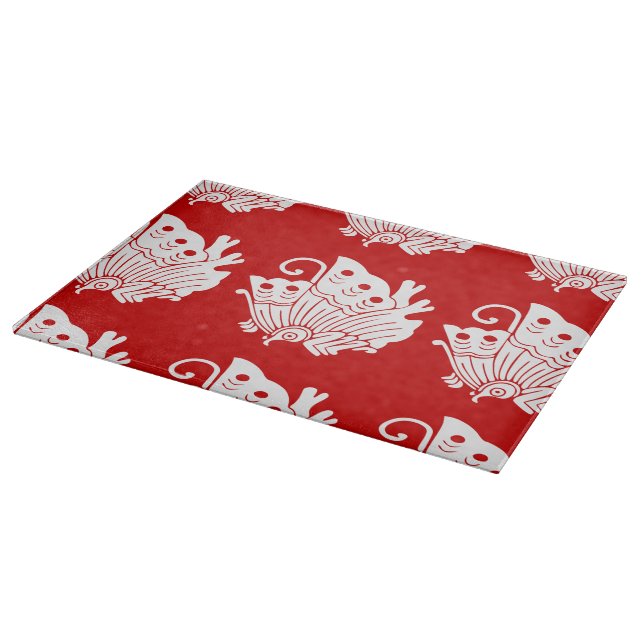 Asian Butterfly Japanese Kamon Design Cutting Board (Corner)