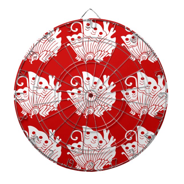 Asian Butterfly Japanese Kamon Design Dartboard With Darts (Front)