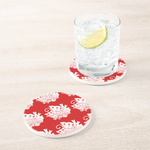 Asian Butterfly Japanese Kamon Design Drink Coaster