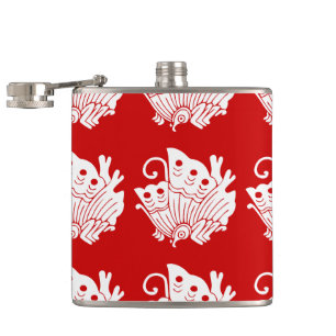 Asian Butterfly Japanese Kamon Design Flask