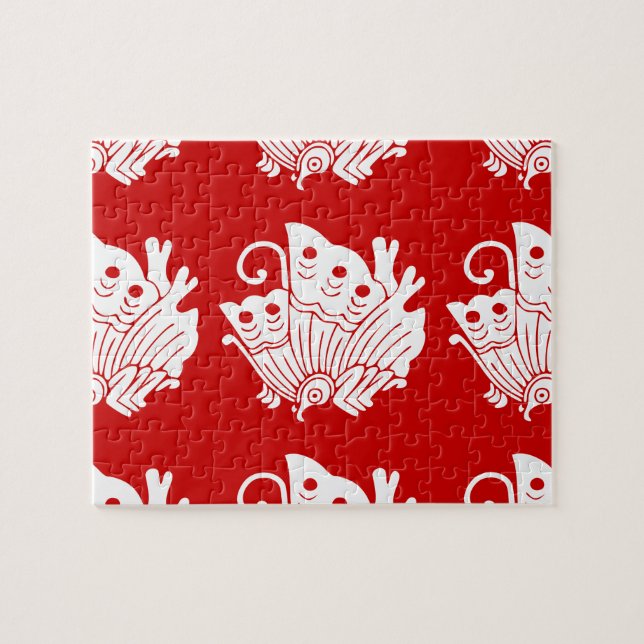 Asian Butterfly Japanese Kamon Design Jigsaw Puzzle (Horizontal)