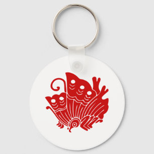 Asian Butterfly Japanese Kamon Design Keychain