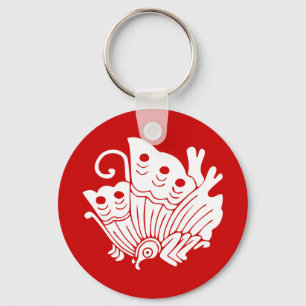 Asian Butterfly Japanese Kamon Design Keychain
