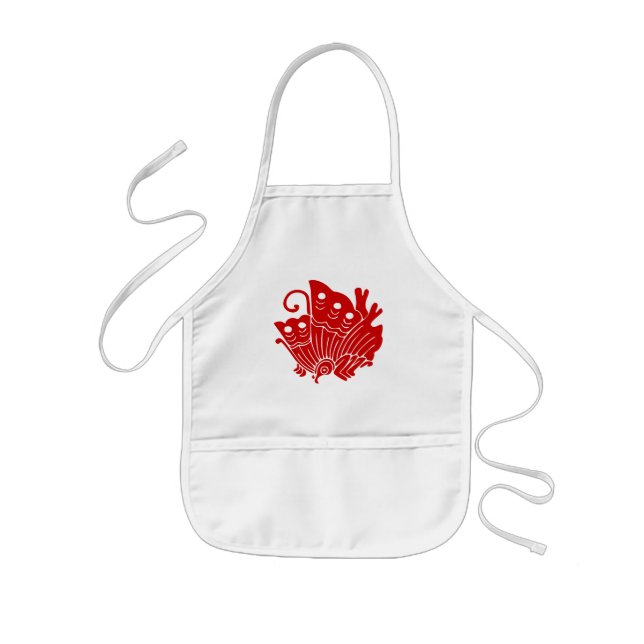 Asian Butterfly Japanese Kamon Design Kids' Apron (Front)