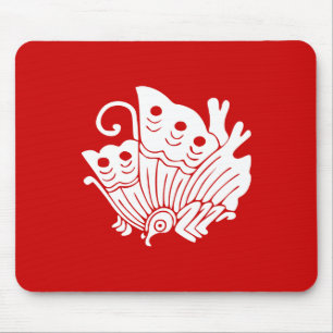Asian Butterfly Japanese Kamon Design Mouse Pad