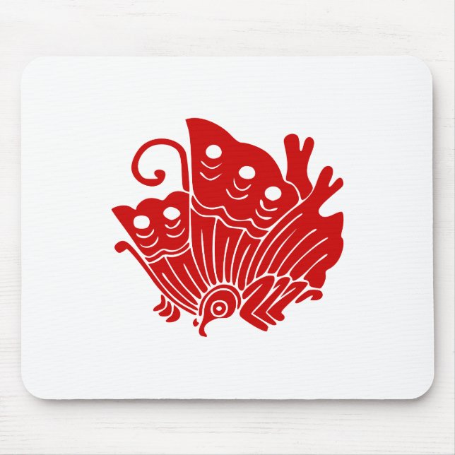 Asian Butterfly Japanese Kamon Design Mouse Pad (Front)