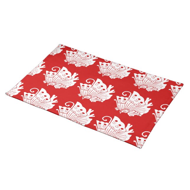 Asian Butterfly Japanese Kamon Design Placemat (On Table)