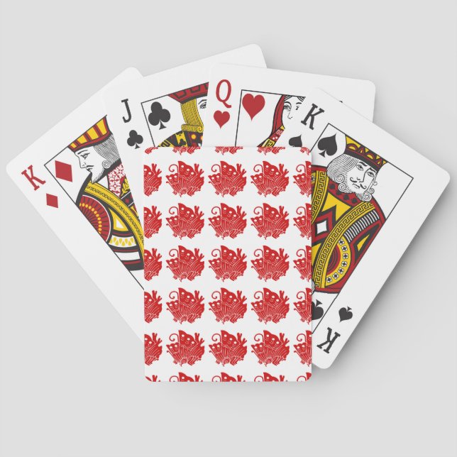 Asian Butterfly Japanese Kamon Design Poker Cards (Back)