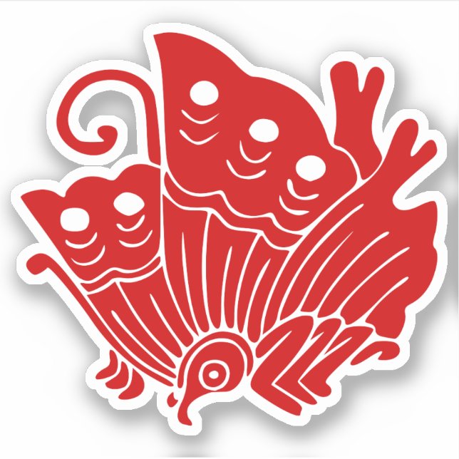 Asian Butterfly Japanese Kamon Design Sticker (Front)