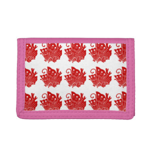 Asian Butterfly Japanese Kamon Design Tri-fold Wallet
