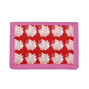 Asian Butterfly Japanese Kamon Design Tri-fold Wallet