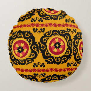 Asian Carpet Suzanne: Traditional Embroidery Round Pillow