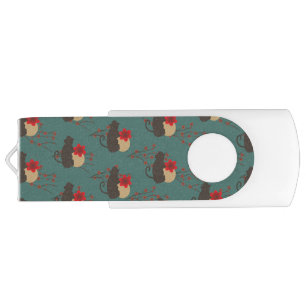 Asian Cherry Blossom Sakura Modern Monkey Pattern Flash Drive