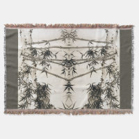 Asian Chinese Bamboo Leaves Throw Blanket