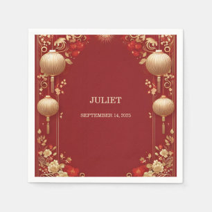 Asian Chinese Bilingual Hei Bold Bridal Shower Napkins