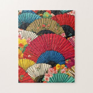 Asian Chinese Fans Blossoms Puzzle