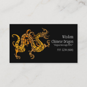 Asian Chinese Golden Dragon Design Business Cards