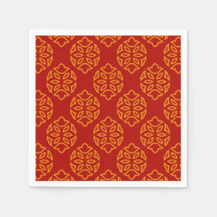 Asian Chinese Seamless Red Gold Pattern Paper Napkins