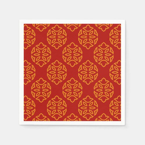 Asian Chinese Seamless Red Gold Pattern Paper Napkins