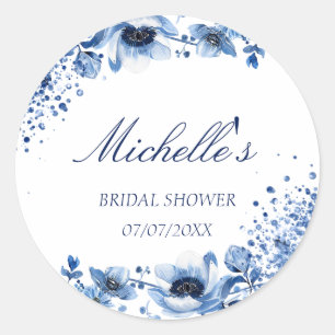 Asian Chinoiserie Light Blue Floral Bridgerton Classic Round Sticker