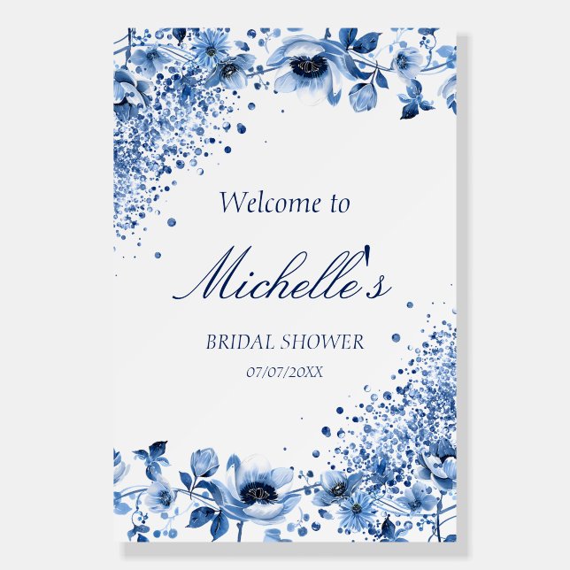 Asian Chinoiserie Light Blue Floral Bridgerton Foam Board (Front)