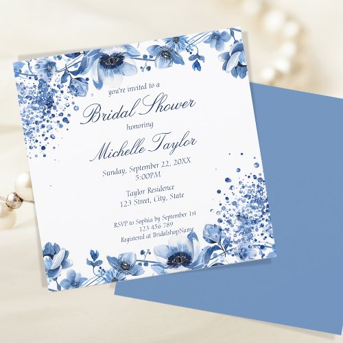 Asian Chinoiserie Light Blue Floral Bridgerton Invitation
