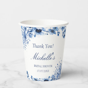Asian Chinoiserie Light Blue Floral Bridgerton Paper Cups