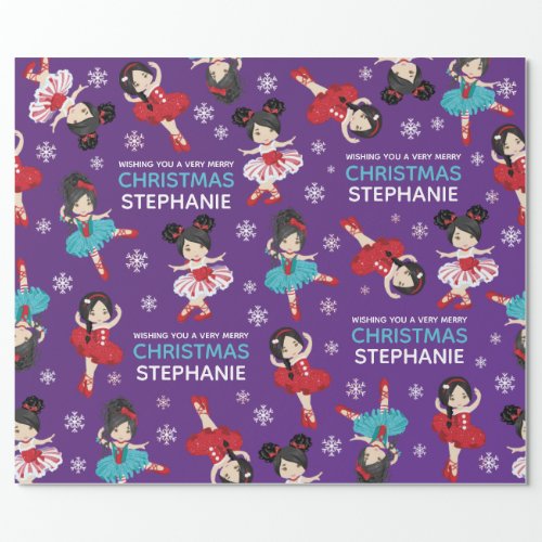 Asian Christmas Ballerina Wrapping Paper