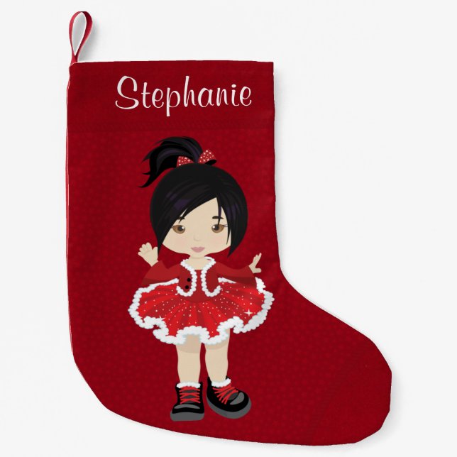 Asian Christmas Hip Hop Dancer Small Christmas Stocking (Front)