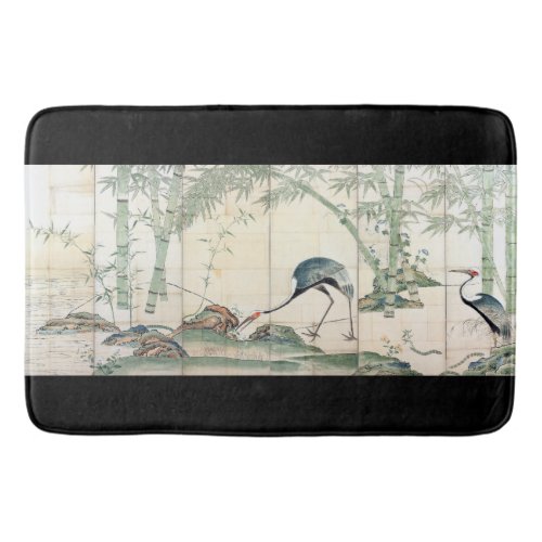 Asian Crane Bird Bamboo Wildlife Animal Bathmat