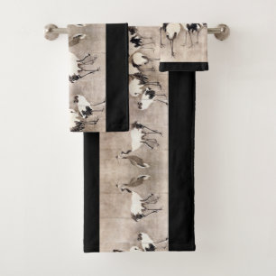 Asian Crane Birds Wildlife Okyo Bath Towel Set