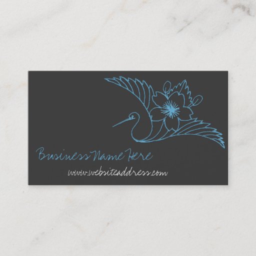 Customizable Asian Crane Flower Line Design Business Cards