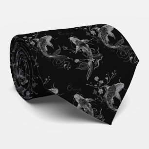 Asian Cravate Silver Fish Neck Tie