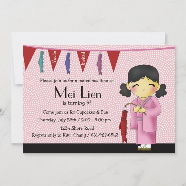 Asian Cutie - Birthday Party Invitation (Front)