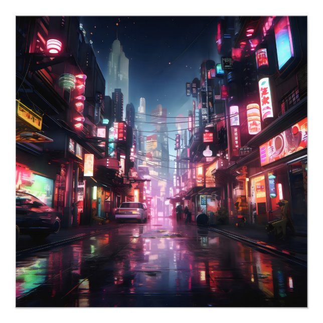 Asian Cyberpunk City Photo Print (Front)