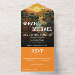 Asian Destination RSVP All-In-One wedding All In One Invitation