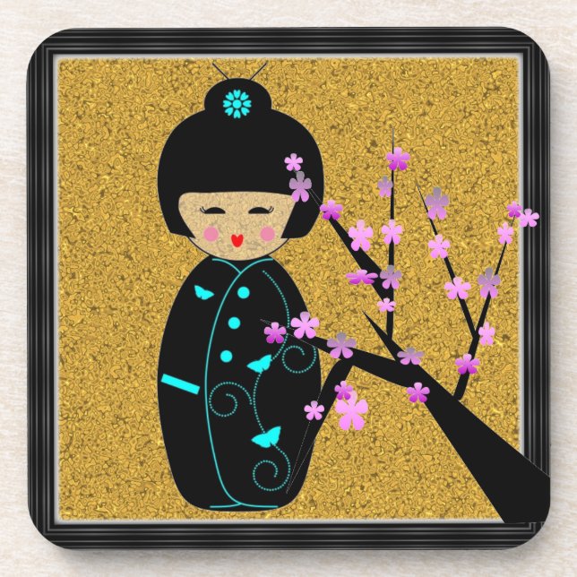 Asian Dolls Beverage Coaster (Front)