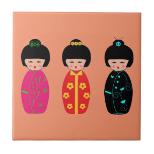 Asian Dolls Ceramic Tile