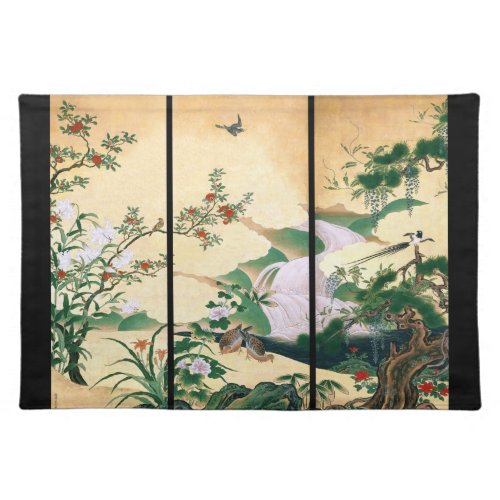 Asian Dove Bird Wisteria Flower Waterfall Placemat