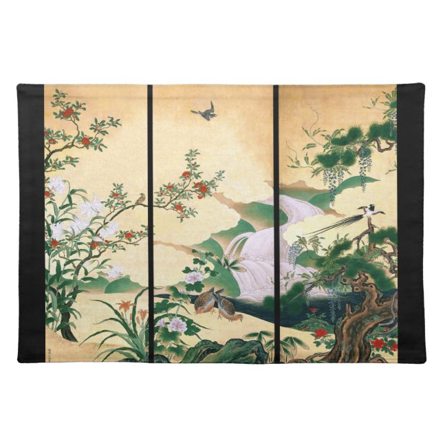Asian Dove Bird Wisteria Flower Waterfall Placemat (Front)