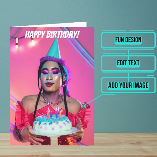 Asian Drag Queen Funny Birthday Card