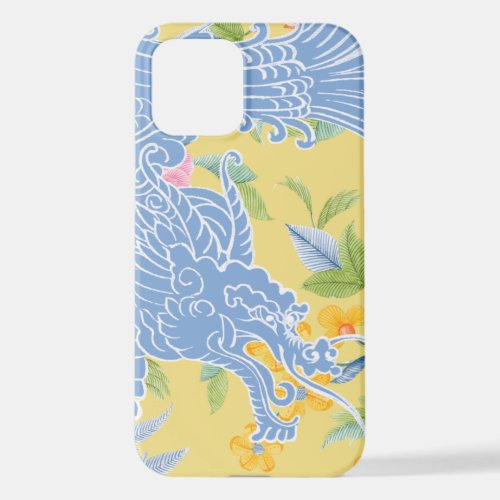 Asian Dragon _ Blue on Pastel iPhone 12 Case