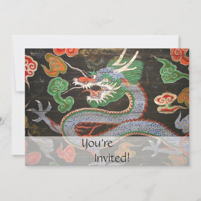 Asian Dragon Bright Colorful | Fantasy Art Invitation (Front)