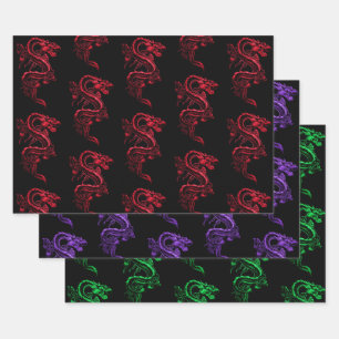 Asian Dragon Collection 2 Wrapping Paper Sheets