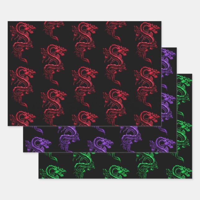 Asian Dragon Collection 2  Wrapping Paper Sheets (Set)