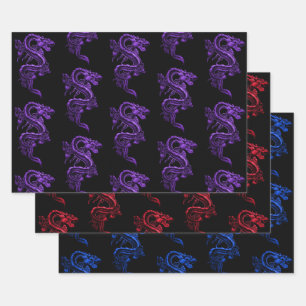 Asian Dragon Collection Wrapping Paper Sheets